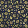 Baumwollstoff Popeline Schneekristalle – nachtblau/gold,  thumbnail number 1