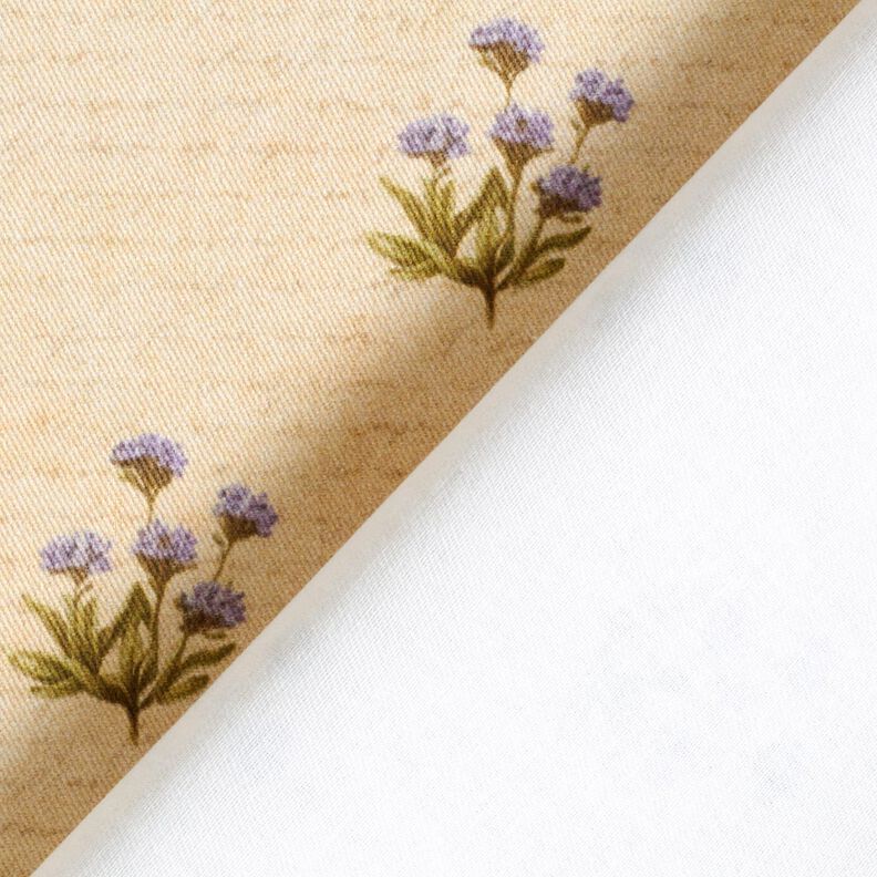 Dekostoff Baumwollköper Blumen und Schrift – beige,  image number 4