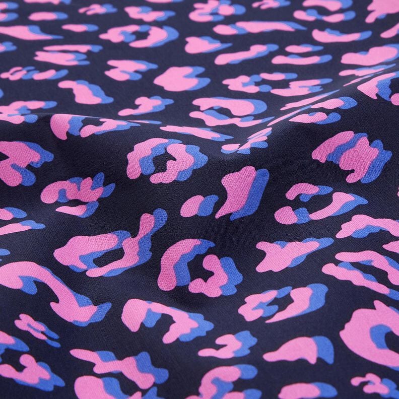 Beschichtete Baumwolle abstraktes Leo | Poppy Fabrics – nachtblau/pink, image number 2