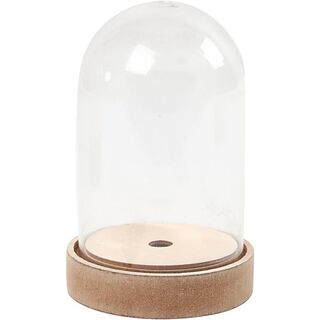 Plastikglas-Glocke mit Holzfuß, 12,5 cm, 