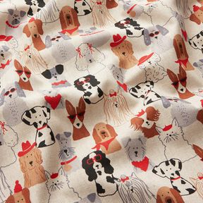 Dekostoff Halbpanama elegante Hunde – natur/grau, 