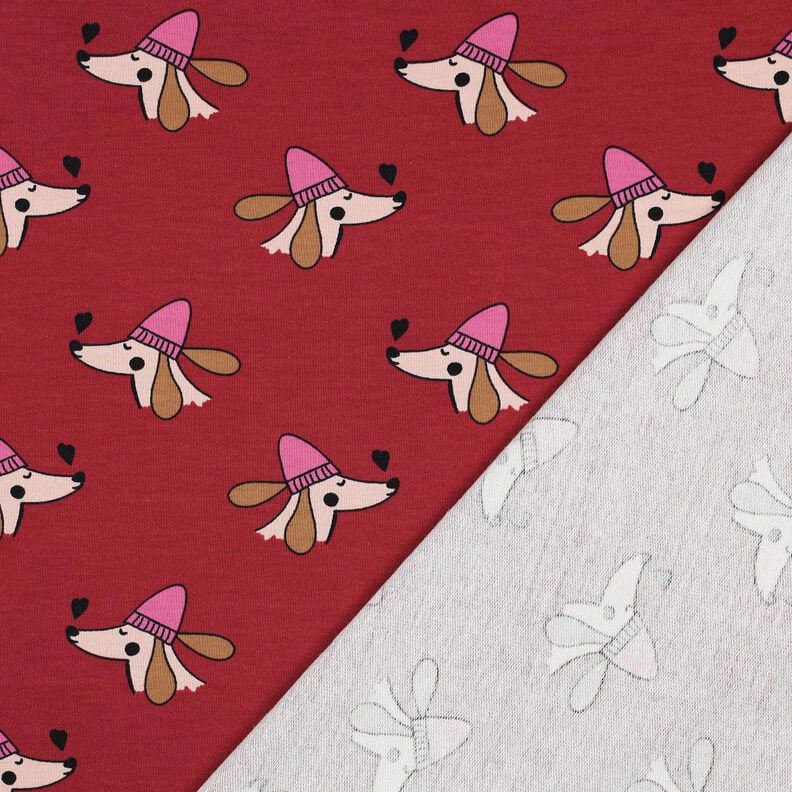 Sommersweat Hund mit Mütze | Poppy Fabrics – dunkelrot/pink, image number 3
