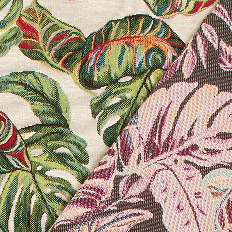 Jacquard Gobelin Monstera Palme – grün/rot,  image number 4