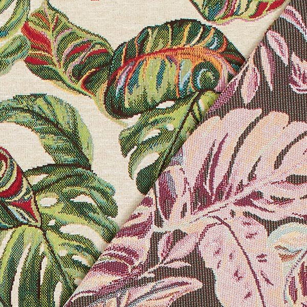 Jacquard Gobelin Monstera Palme – grün/rot,  image number 4