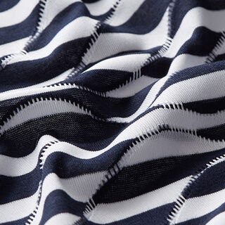 Jacquard Jersey Effektstreifen – marineblau/weiss, 