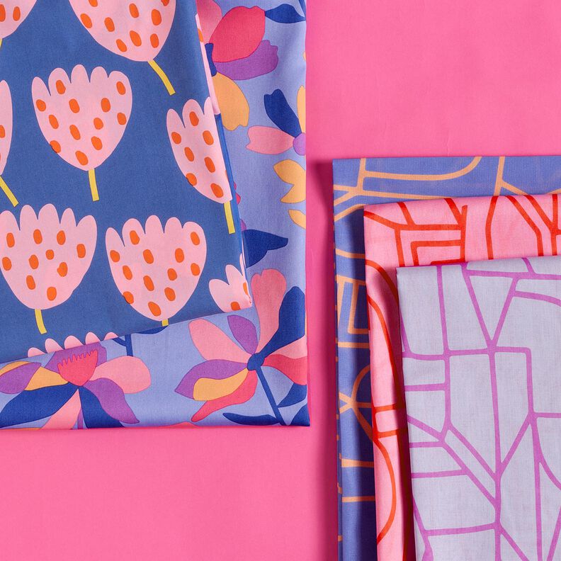 Baumwoll-Voile Town | Nerida Hansen – pastellviolett/feuerrot,  image number 5