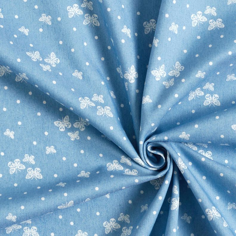 Chambray Punkte und Schmetterlinge – hellblau/wollweiss,  image number 3