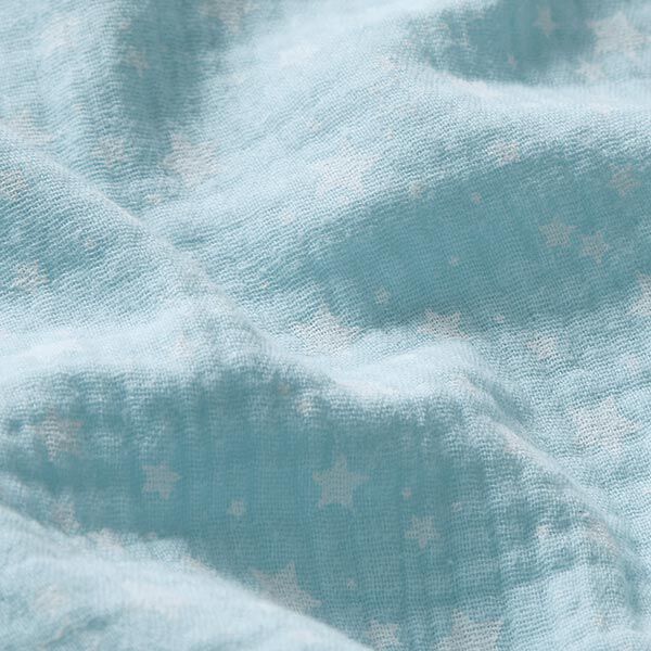 Musselin/ Doppel-Krinkel Gewebe Sternchen – hellblau – Muster,  image number 2