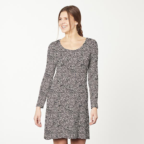 Baumwolljersey Zebra-Muster – beige/schwarz | Reststück 50cm