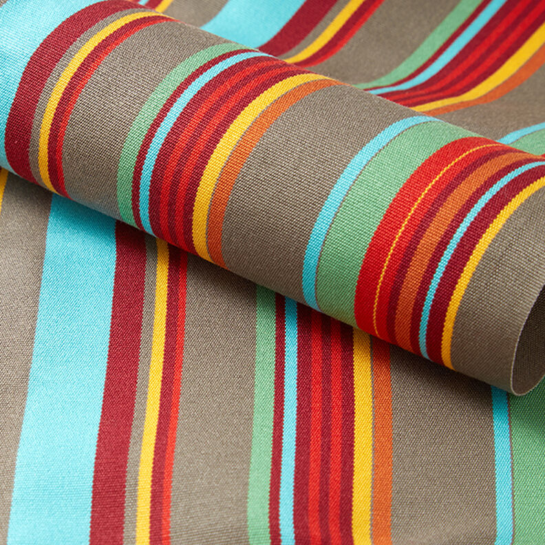 Outdoor Liegestuhlstoff Längsstreifen 44 cm – taupe/helltürkis,  image number 3