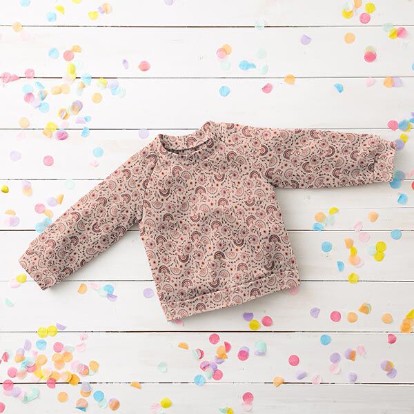 Alpenfleece süße Blümchen – rosa | Reststück 60cm