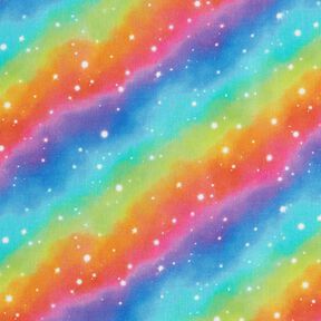 Baumwollpopeline Regenbogen Sternenstaub Digitaldruck – königsblau/farbmix, 