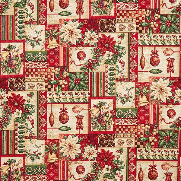 Dekostoff Gobelin Weihnachtsmotive – creme/rot, image number 1