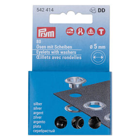 Ösen mit Scheiben Nachfüllset [80 Stück | Ø 5 mm] | Prym – silber metallic, 