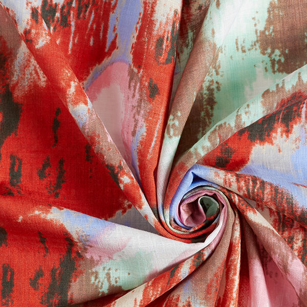 Leichter Baumwoll-Viskose-Mix Batiklook – hellrosa/rot | Reststück 50cm