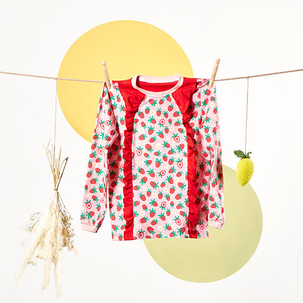 Baumwolljersey süße Erdbeeren | PETIT CITRON – rosa, image number 10