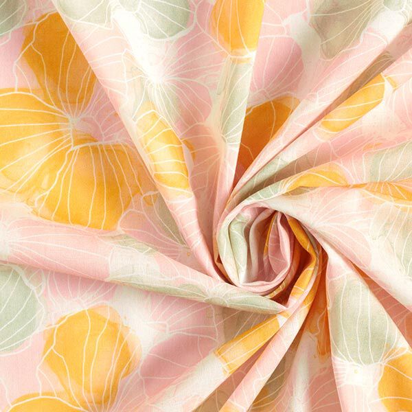 GOTS Batist Muschel-Blumen | Tula – wollweiss/pastellgrün | Reststück 50cm