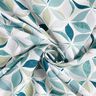 Viskosestoff geometrisches Blumenmuster – weiss/aquablau | Reststück 80cm,  thumbnail number 3