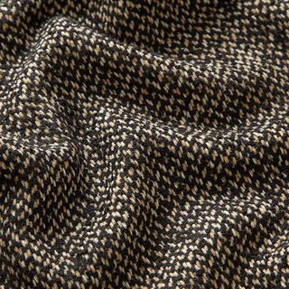 Lockeres Wollmix Gewebe – schwarz/beige, 