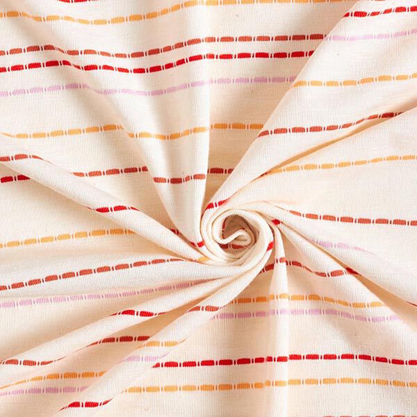 Baumwolljersey Effekt-Streifen – wollweiss | Reststück 50cm