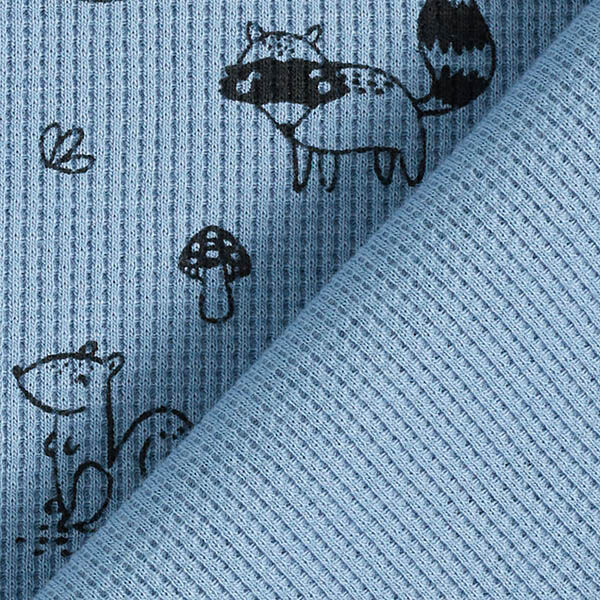 Waffeljersey Waldtiere – stahlblau/schwarz, image number 4