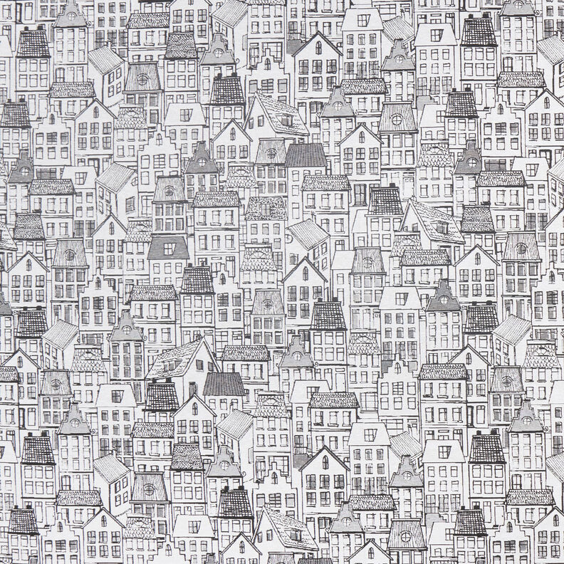 Dekostoff Jacquard Dorf in Linien-Kunst – schwarz/weiss,  image number 1