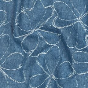 Jeans Jacquard Blumen | Poppy Fabrics – jeansblau, 