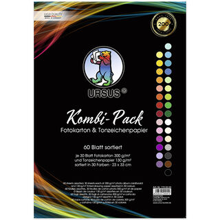 Kombi-Pack Fotokarton & Tonpapier 23cm x 33cm [130g/m²  + 300g/m²], 30 Blatt, 