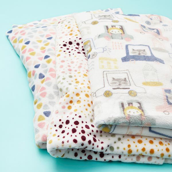 Wellnessfleece Kreissegmente – weiss | Reststück 100cm