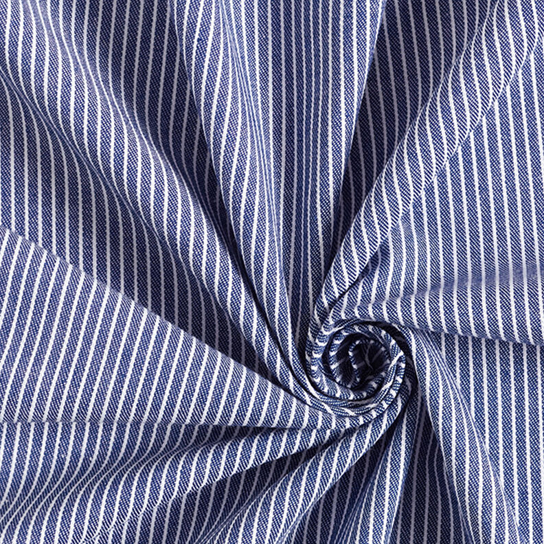 Blusenstoff Baumwoll-Mix Streifen – marineblau/weiss,  image number 3