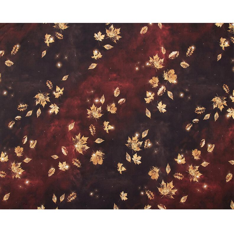 French Terry goldener Herbst | Glitzerpüppi – burgunder/gold, image number 5
