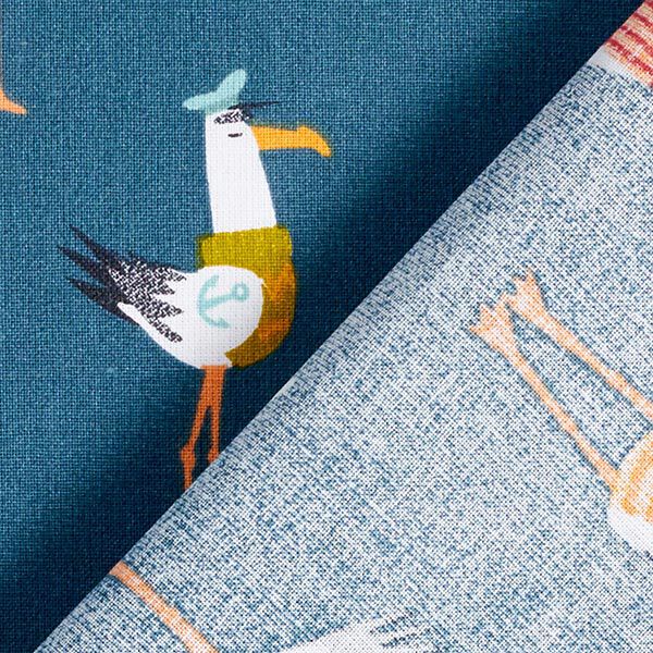 Baumwollstoff Cretonne Möwen – marineblau | Reststück 100cm