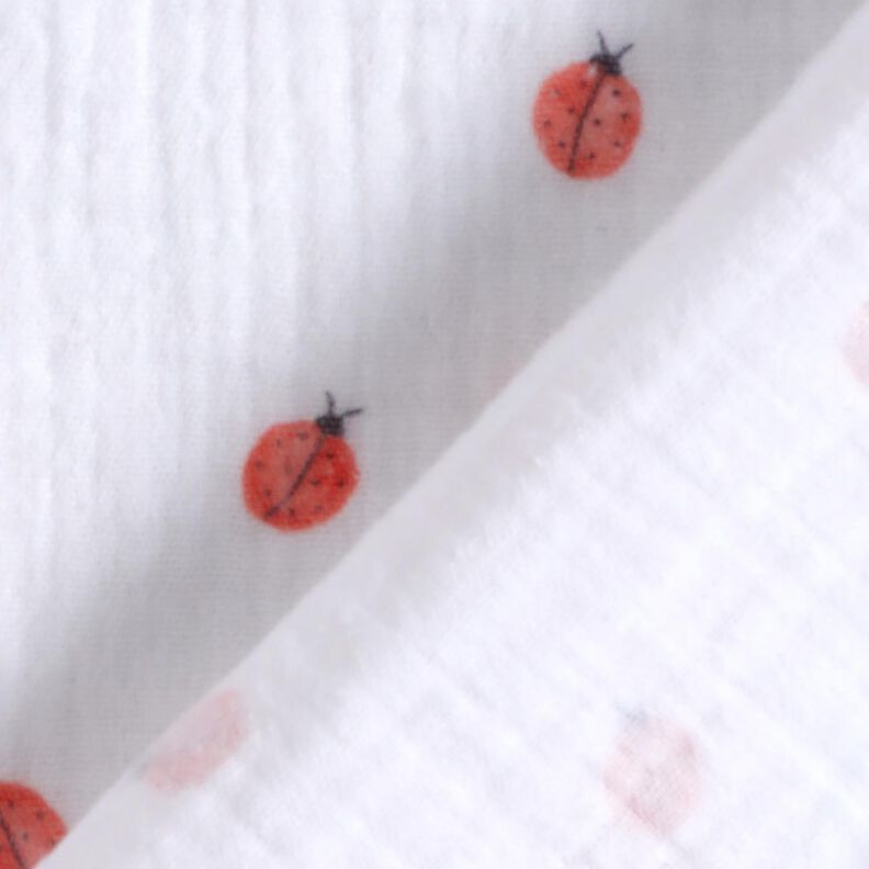 Musselin/ Doppel-Krinkel Gewebe Marienkäfer Digitaldruck | Poppy Fabrics – weiss,  image number 4