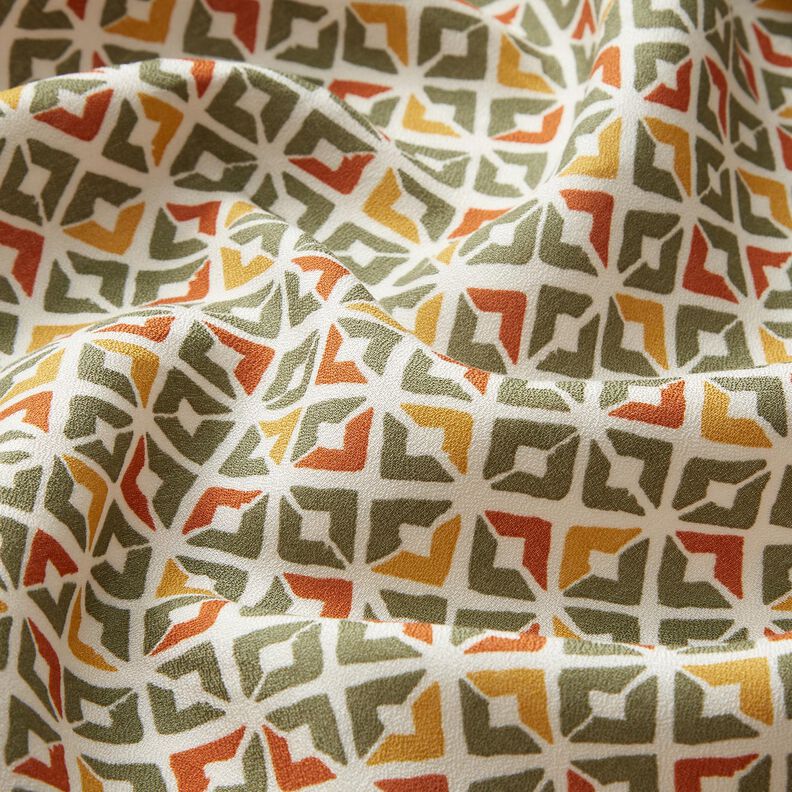 Viskosecrêpe Retro Rauten – beige/khaki,  image number 2
