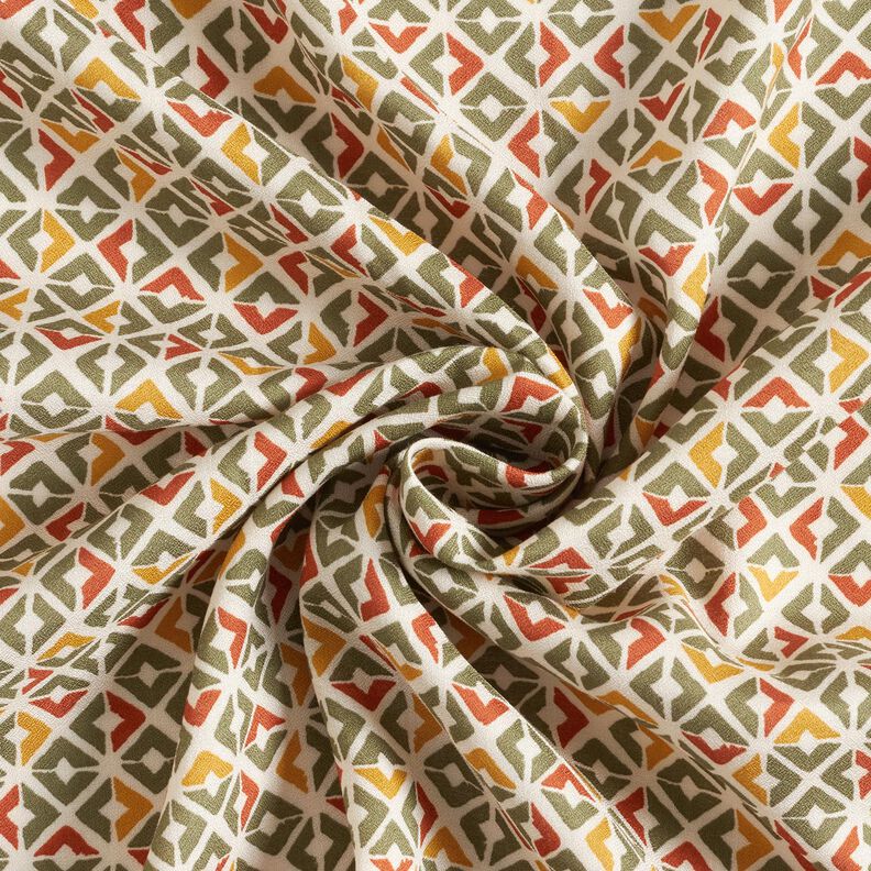 Viskosecrêpe Retro Rauten – beige/khaki,  image number 3