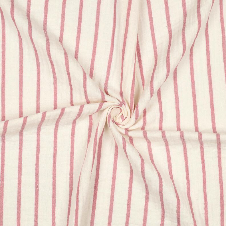 Musselin/ Doppel-Krinkel Gewebe garngefärbte Streifen  | Poppy Fabrics – pastellviolett/wollweiss,  image number 3