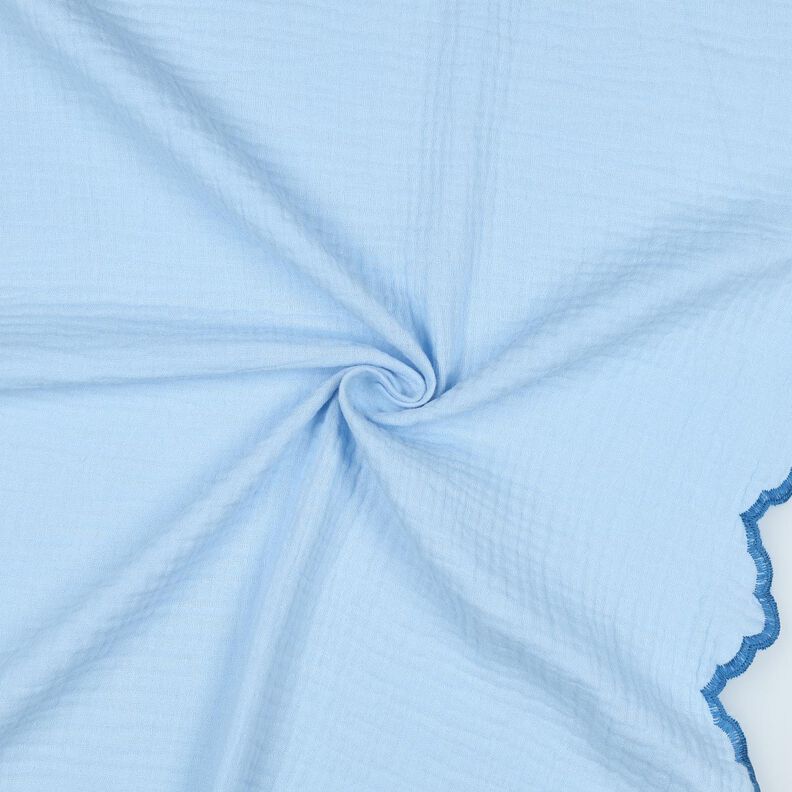 Musselin/ Doppel-Krinkel Gewebe beidseitige Bogenkante  | Poppy Fabrics – hellblau/königsblau,  image number 3