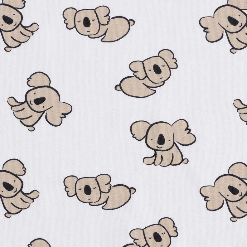 GOTS Baumwolljersey Koala | Poppy Fabrics – weiss/mandel,  image number 1