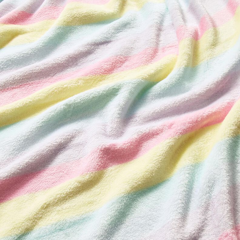Kuschelfleece Pastell Regenbogenstreifen – hellgelb/rosa,  image number 2