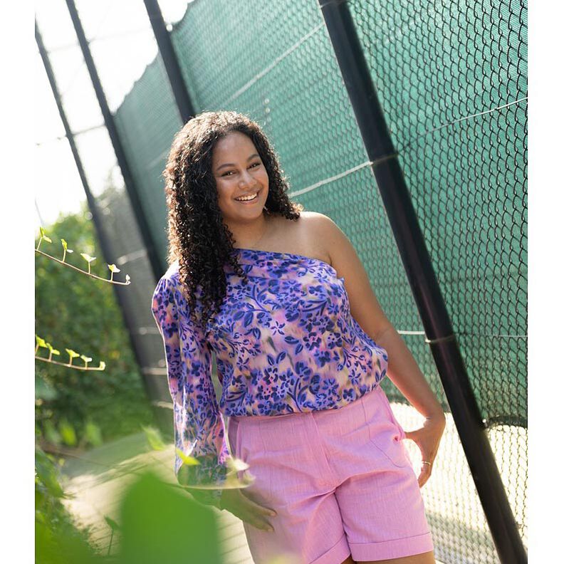 Baumwollsatin Aquarellblumen Digitaldruck | Poppy Fabrics – cashew/lila,  image number 5