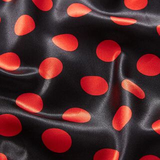 Polyestersatin große Punkte – schwarz/rot, 