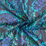 Chiffon Satin- und Glitzerstreifen Paisley-Blumen – türkis/schwarz,  thumbnail number 4