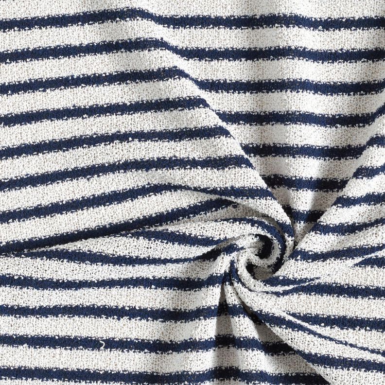 Strickbouclé Streifen und Glitzer – weiss/marineblau,  image number 4