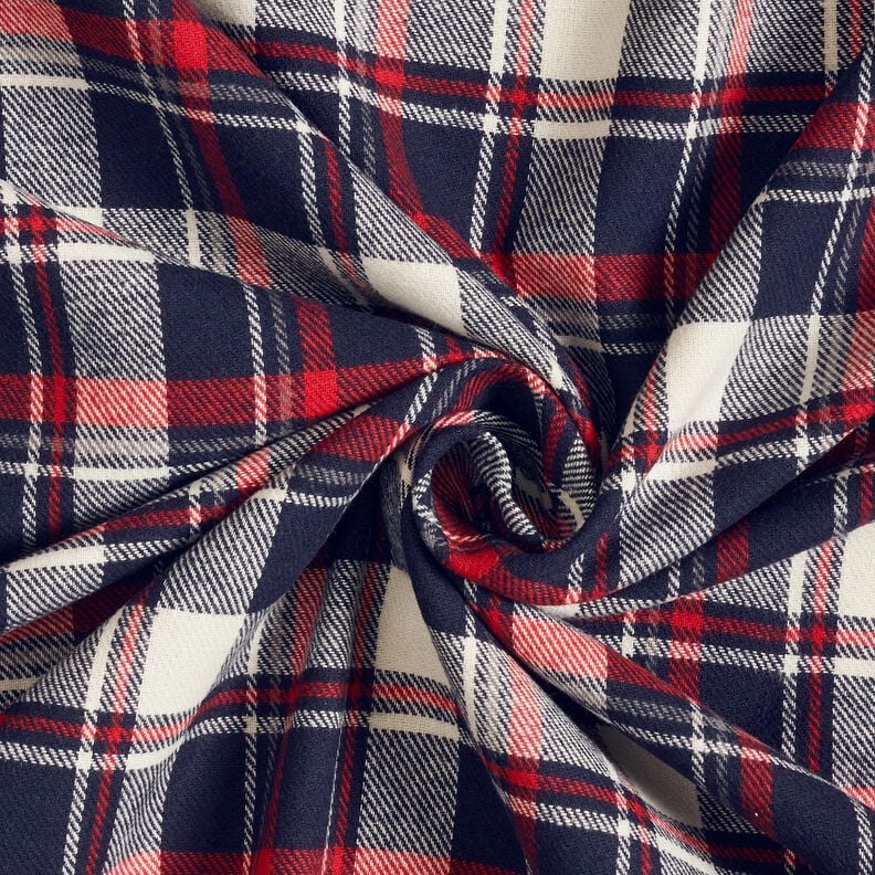 Baumwollflanell Karo – schwarzblau/karminrot, image number 3
