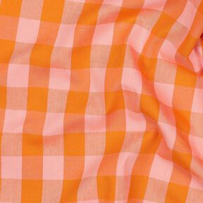 Baumwollpopeline Karo | Poppy Fabrics – rosa/pfirsichorange, 