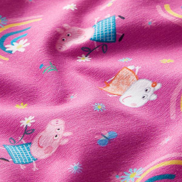 Baumwolljersey Peppa Wutz Blumen und Regenbögen | ABC Ltd. – pink – Muster, image number 2