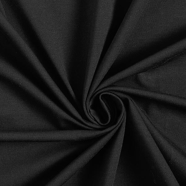 Baumwolljersey Medium Uni – schwarz | Reststück 50cm