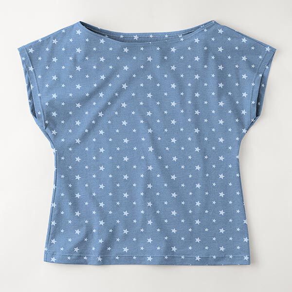 Baumwolljersey Sternchen – jeansblau | Reststück 100cm