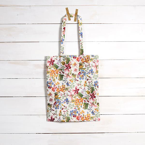 Dekostoff Canvas gemaltes Blumenmeer | Reststück 50cm