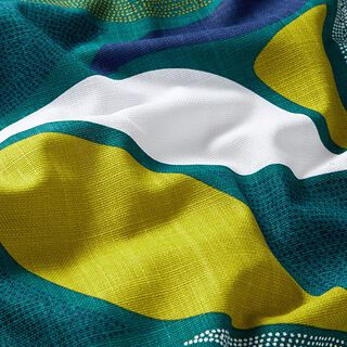 Dekostoff Panama Bunte Blätter – petrol, 
